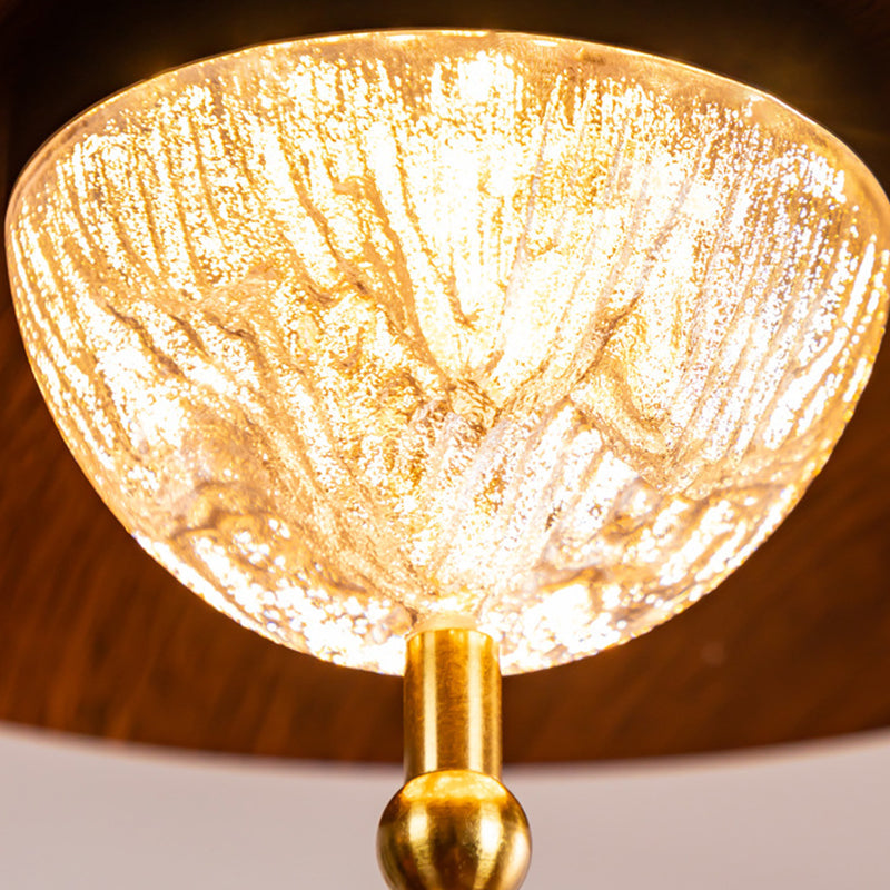 Contemporary Retro Iron Glass Round LED Pendant Light For Bedroom