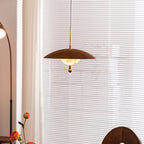 Contemporary Retro Iron Glass Round LED Pendant Light For Bedroom