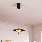 Contemporary Retro Iron Glass Round LED Pendant Light For Bedroom