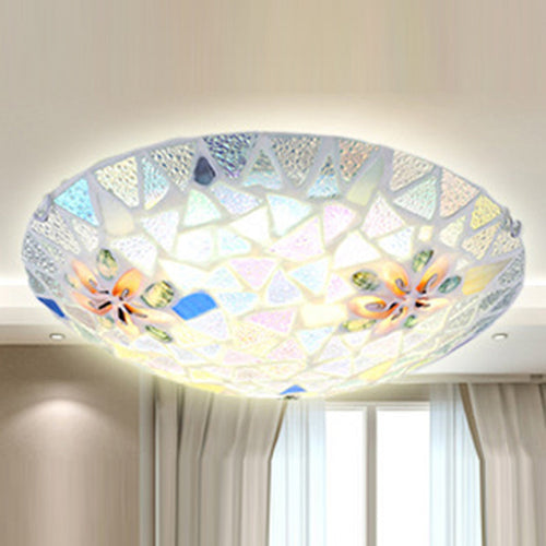 Contemporary Coastal Shell Iron Glass Round 2/3/4 Light Flush Mount Lighting for Living Room