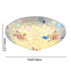 Contemporary Coastal Shell Iron Glass Round 2/3/4 Light Flush Mount Lighting for Living Room
