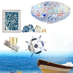 Contemporary Coastal Shell Iron Glass Round 2/3/4 Light Flush Mount Lighting for Living Room