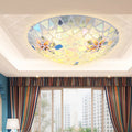 Contemporary Coastal Shell Iron Glass Round 2/3/4 Light Flush Mount Lighting for Living Room