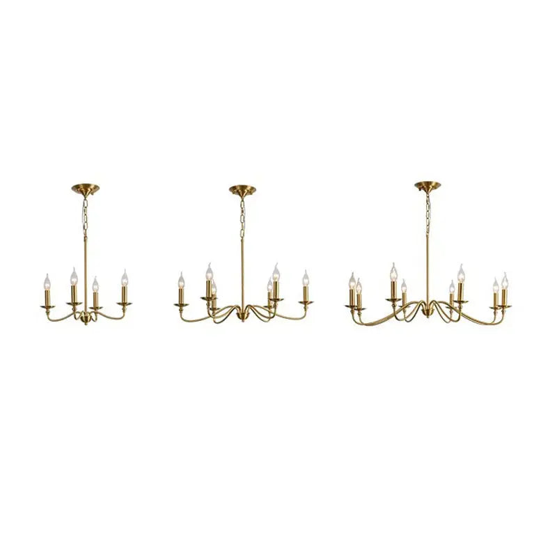 Contemporary Retro Copper Glass Candle 4/6/8 Light Chandelier for Living Room Lumendat