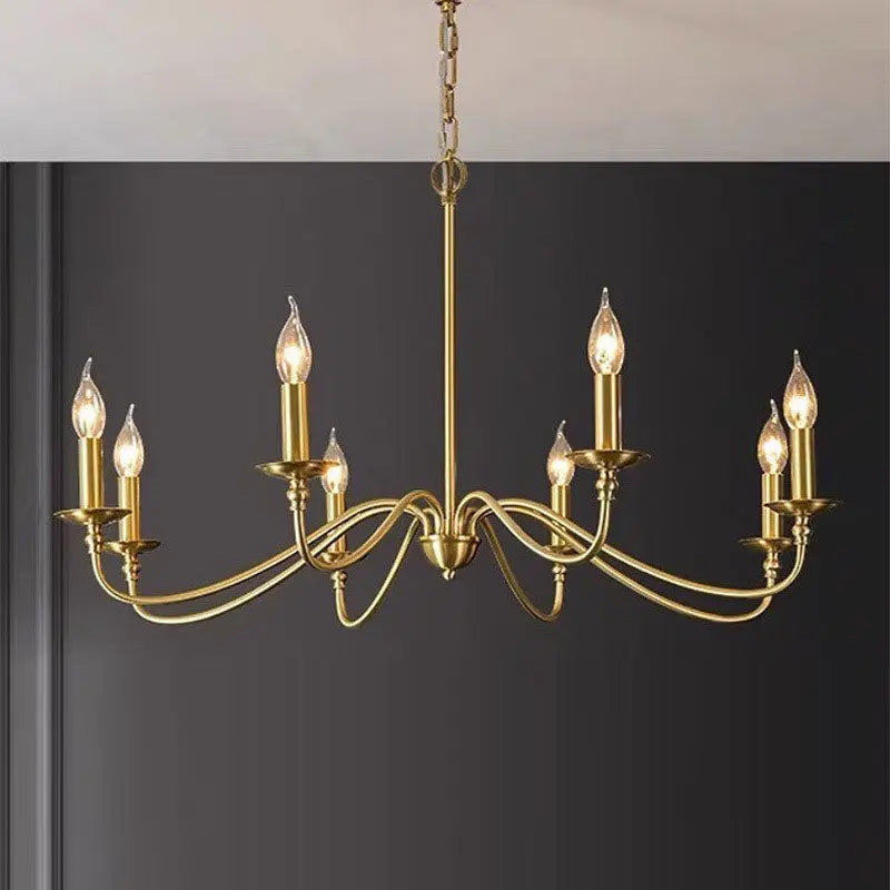 Contemporary Retro Copper Glass Candle 4/6/8 Light Chandelier for Living Room Lumendat