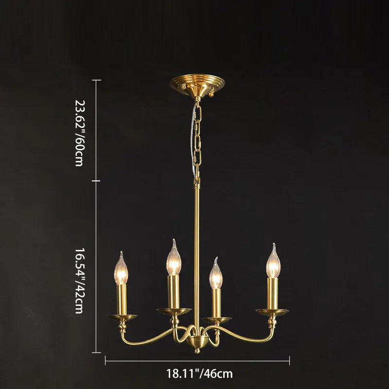 Contemporary Retro Copper Glass Candle 4/6/8 Light Chandelier for Living Room Lumendat
