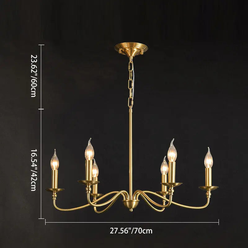 Contemporary Retro Copper Glass Candle 4/6/8 Light Chandelier for Living Room Lumendat