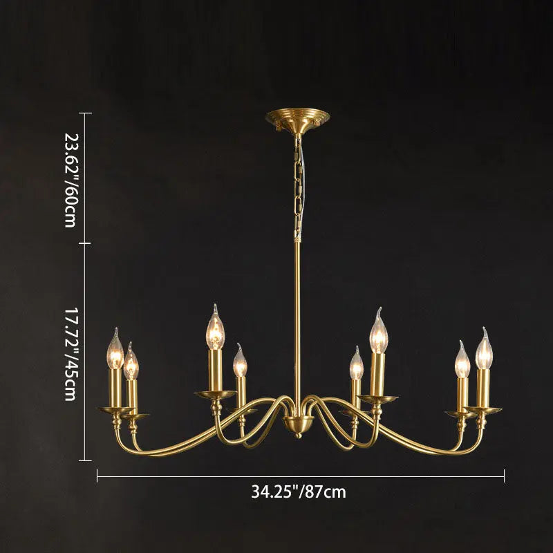 Contemporary Retro Copper Glass Candle 4/6/8 Light Chandelier for Living Room Lumendat