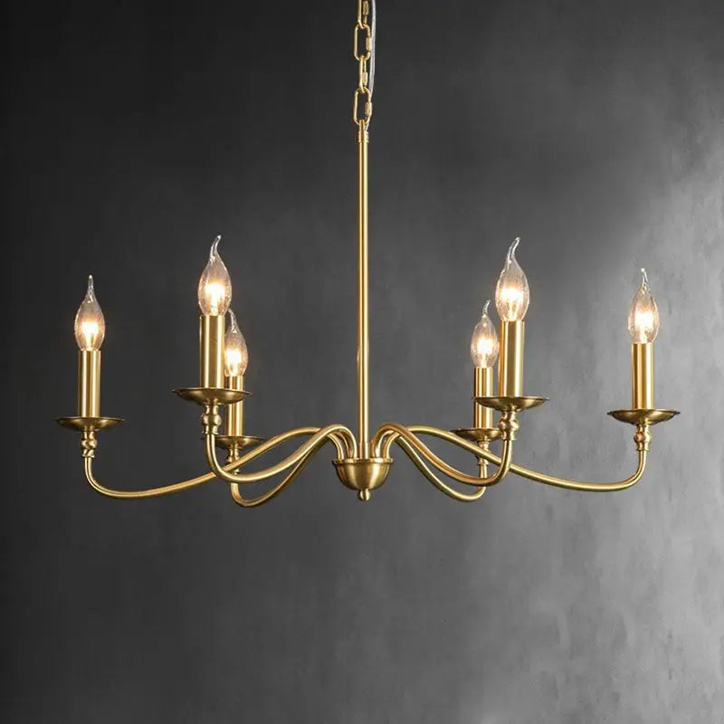 Contemporary Retro Copper Glass Candle 4/6/8 Light Chandelier for Living Room Lumendat