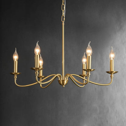 Contemporary Retro Copper Glass Candle 4/6/8 Light Chandelier for Living Room
