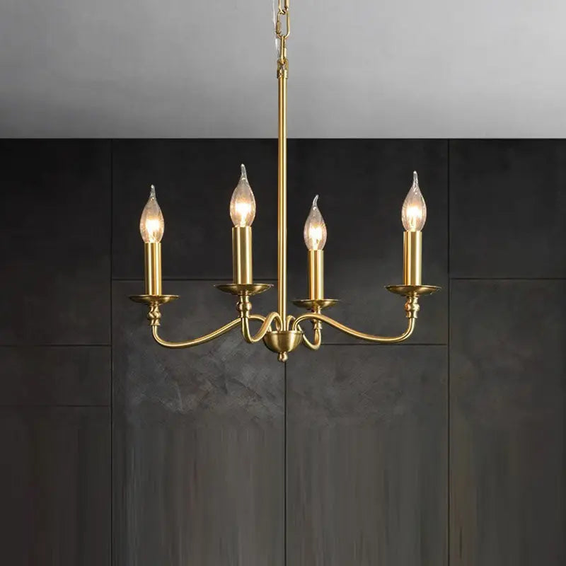 Contemporary Retro Copper Glass Candle 4/6/8 Light Chandelier for Living Room Lumendat