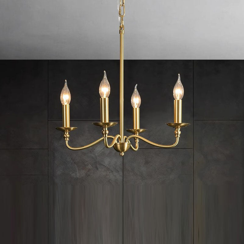 Contemporary Retro Copper Glass Candle 4/6/8 Light Chandelier for Living Room