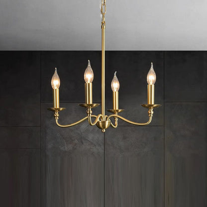 Contemporary Retro Copper Glass Candle 4/6/8 Light Chandelier for Living Room