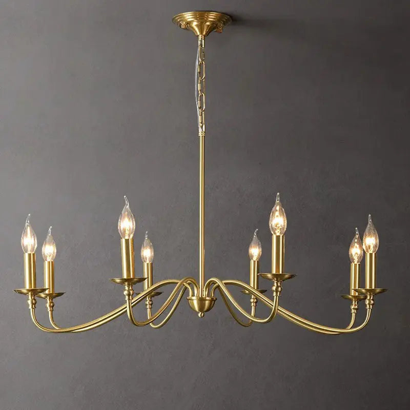 Contemporary Retro Copper Glass Candle 4/6/8 Light Chandelier for Living Room Lumendat