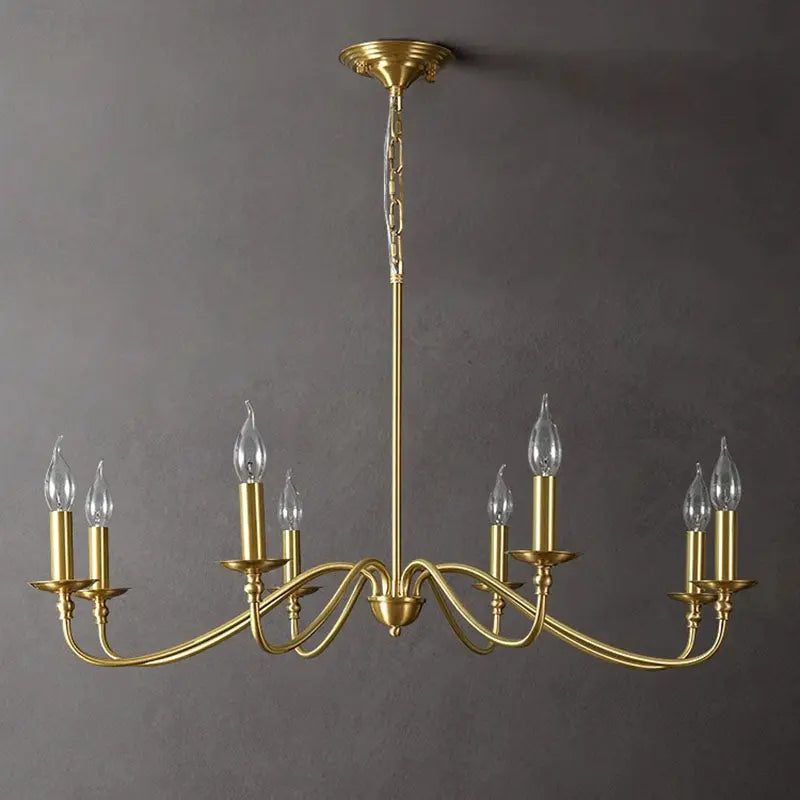 Contemporary Retro Copper Glass Candle 4/6/8 Light Chandelier for Living Room Lumendat