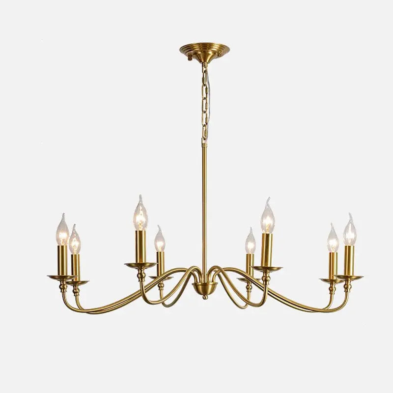 Contemporary Retro Copper Glass Candle 4/6/8 Light Chandelier for Living Room Lumendat