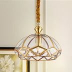 Modern Luxury Copper Glass Round 1-Light Pendant Light For Hallway