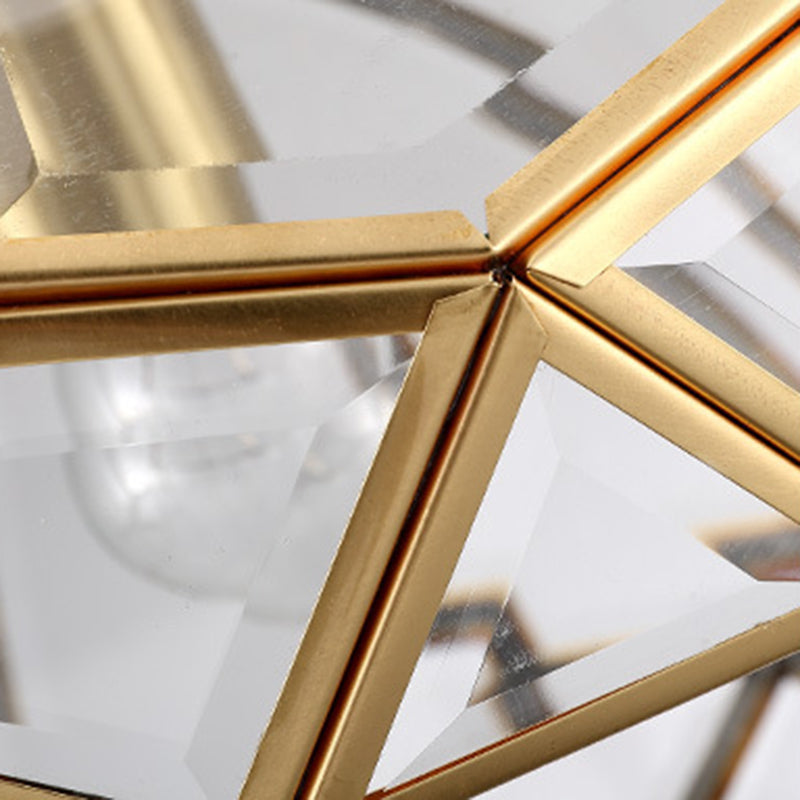 Modern Luxury Copper Glass Round 1-Light Pendant Light For Hallway