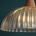 Contemporary Scandinavian Copper Glass Walnut Bowl 1-Light Pendant Light For Dining Room