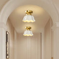 Contemporary Scandinavian Iron Ceramic Flower 1-light Semi-flush Mount Ceiling Light for Hallway