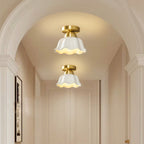 Contemporary Scandinavian Iron Ceramic Flower 1-light Semi-flush Mount Ceiling Light for Hallway