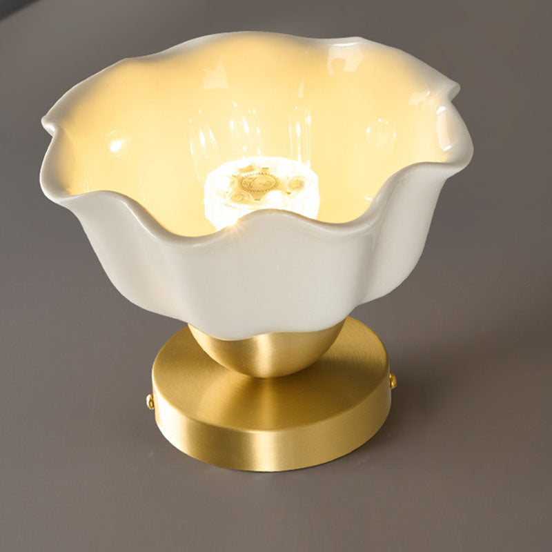 Contemporary Scandinavian Iron Ceramic Flower 1-light Semi-flush Mount Ceiling Light for Hallway