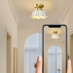 Contemporary Scandinavian Iron Ceramic Flower 1-light Semi-flush Mount Ceiling Light for Hallway