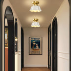 Contemporary Scandinavian Iron Ceramic Flower 1-light Semi-flush Mount Ceiling Light for Hallway