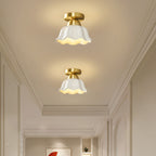 Contemporary Scandinavian Iron Ceramic Flower 1-light Semi-flush Mount Ceiling Light for Hallway