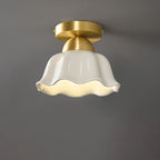 Contemporary Scandinavian Iron Ceramic Flower 1-light Semi-flush Mount Ceiling Light for Hallway