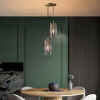 Modern Luxury Copper Glass Linear 1/2 Light Pendant Light For Living Room
