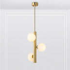 Contemporary Scandinavian Iron Copper Glass Strip 3-Light Pendant Light For Dining Room