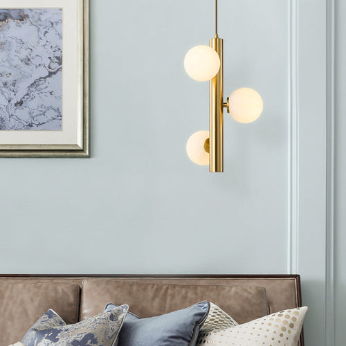 Contemporary Scandinavian Iron Copper Glass Strip 3-Light Pendant Light For Dining Room