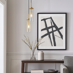 Modern Luxury Copper Glass Striped Linear 1/2 Light Pendant Light For Bedroom