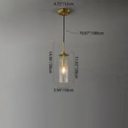 Modern Luxury Copper Glass Striped Linear 1/2 Light Pendant Light For Bedroom