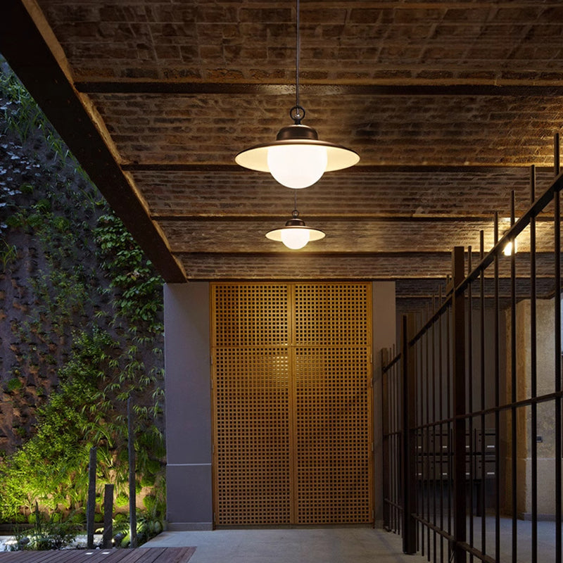 Contemporary Industrial Waterproof Solar Aluminum Pc Round LED Pendant Light for Garden BulbSquare