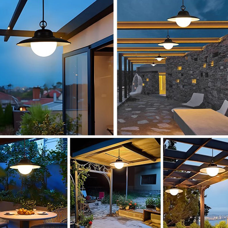 Contemporary Industrial Waterproof Solar Aluminum Pc Round LED Pendant Light for Garden BulbSquare
