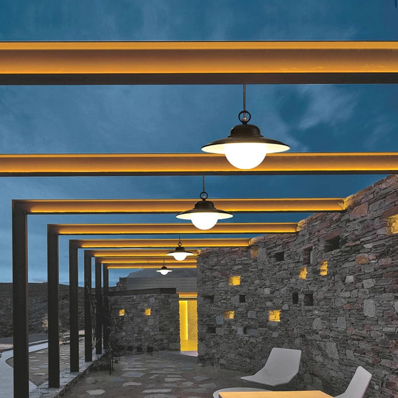 Contemporary Industrial Waterproof Solar Aluminum Pc Round LED Pendant Light for Garden BulbSquare