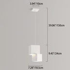 Modern Minimalist Aluminum Iron Square LED Pendant Light For Bedroom