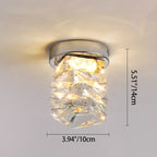 Modern Luxury Stainless Steel Crystal Round LED Semi-flush Mount Ceiling Light for Hallway