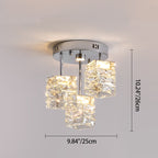 Modern Luxury Stainless Steel Crystal Round LED Semi-flush Mount Ceiling Light for Hallway