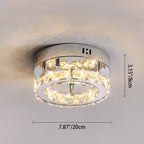 Modern Luxury Stainless Steel Crystal Round LED Semi-flush Mount Ceiling Light for Hallway