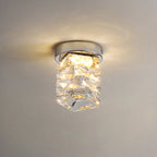 Modern Luxury Stainless Steel Crystal Round LED Semi-flush Mount Ceiling Light for Hallway