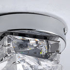 Modern Luxury Stainless Steel Crystal Round LED Semi-flush Mount Ceiling Light for Hallway
