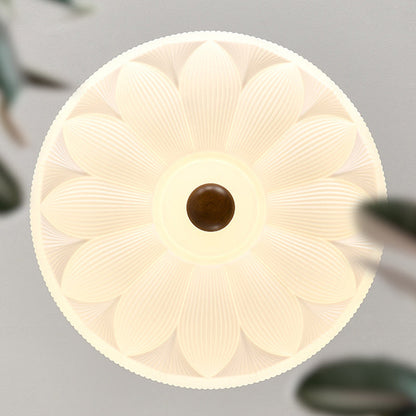 Contemporary Retro Iron Pvc Pattern Round LED Semi-flush Mount Ceiling Light for Bedroom