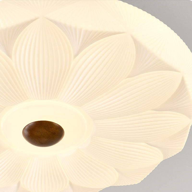 Contemporary Retro Iron Pvc Pattern Round LED Semi-flush Mount Ceiling Light for Bedroom