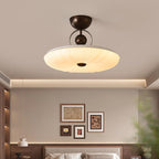 Contemporary Retro Iron Pvc Pattern Round LED Semi-flush Mount Ceiling Light for Bedroom