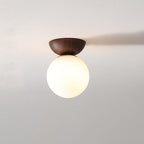 Traditional Japanese Iron Glass Round 1-light Semi-flush Mount Ceiling Light for Hallway