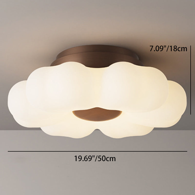 Traditional French Iron Pe Flower LED Semi-flush Mount Ceiling Light for Bedroom