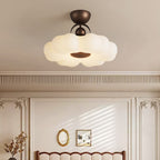 Traditional French Iron Pe Flower LED Semi-flush Mount Ceiling Light for Bedroom